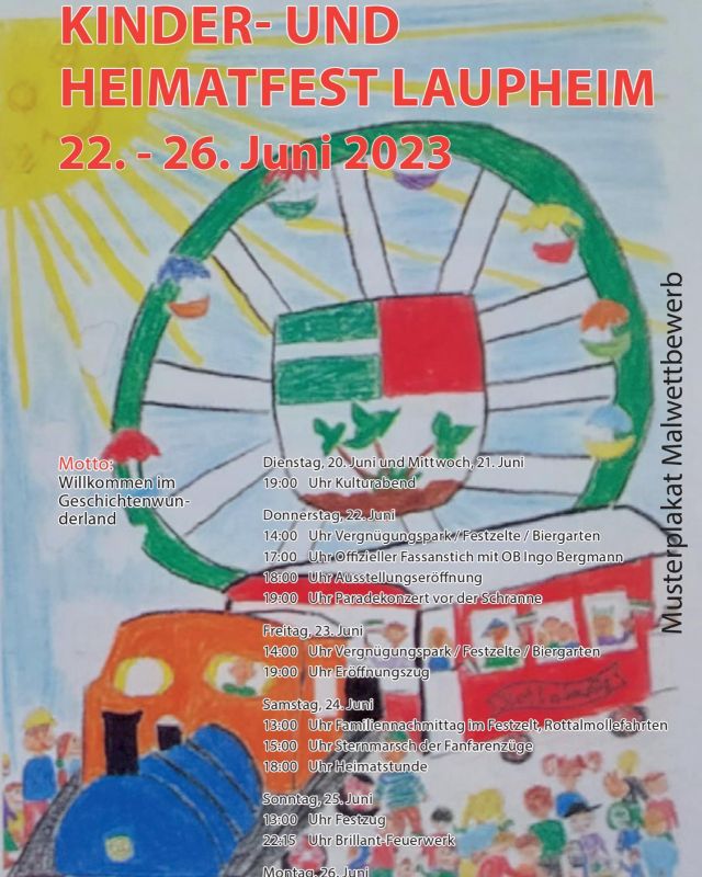 Macht mit bei unserem Malwettbewerb. Alle Grundschüler aufgepasst! Bild einsenden bis 30.05. die Gewinner werden am 24.06. an unserem Familiennachmittag ab15 Uhr bekanntgegeben. Wollt Ihr auf dem Plakat 2024 sein?? Macht mit und schickt uns Eure Bilder. #familiennachmittag #Kinder #Heimat #laupheim #spaß #kinderundheimatfestlaupheim